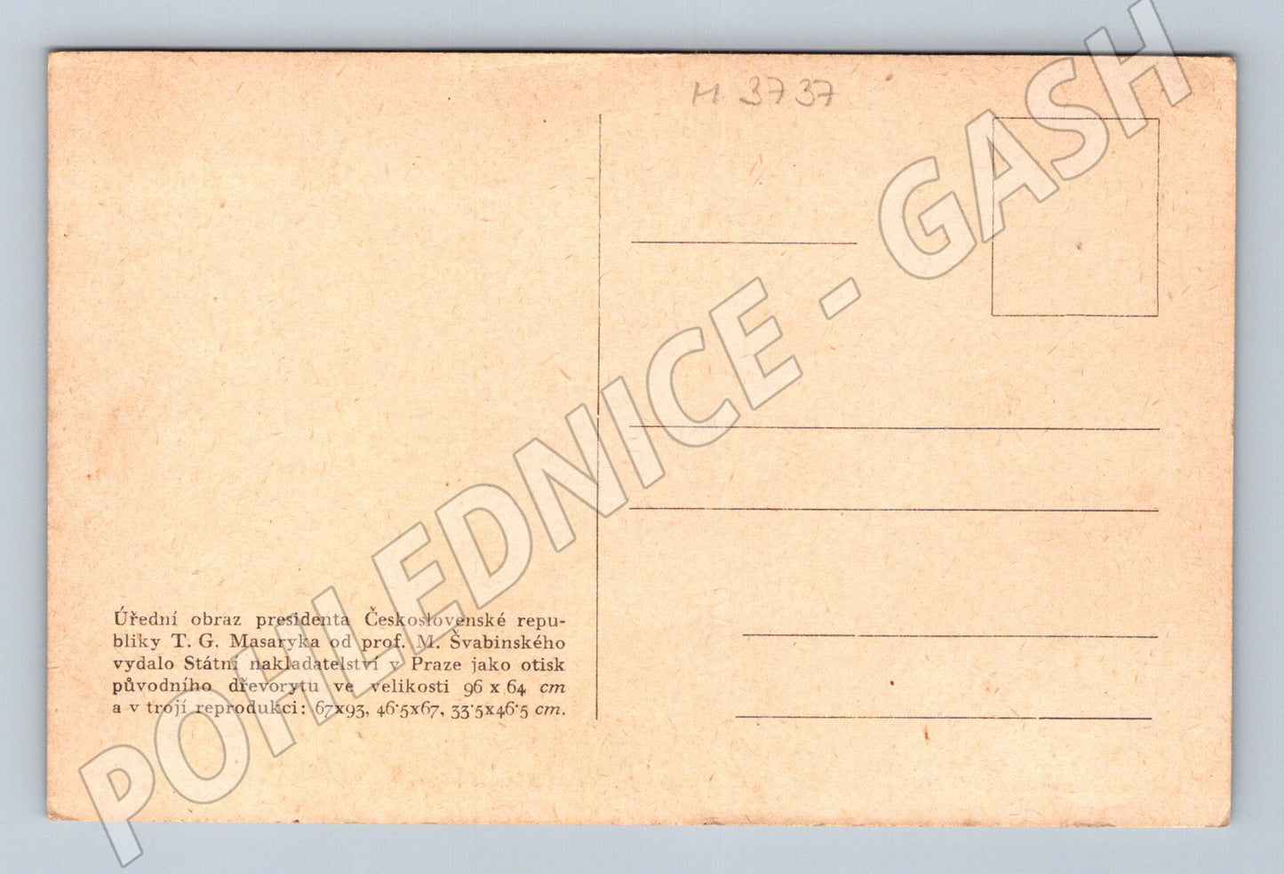 Pohlednice Masaryk portrét Švabinský (M3737)