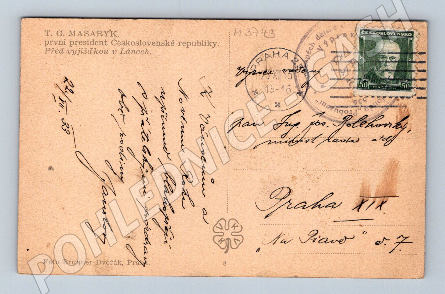 Pohlednice Masaryk na koni Lány (M3743)