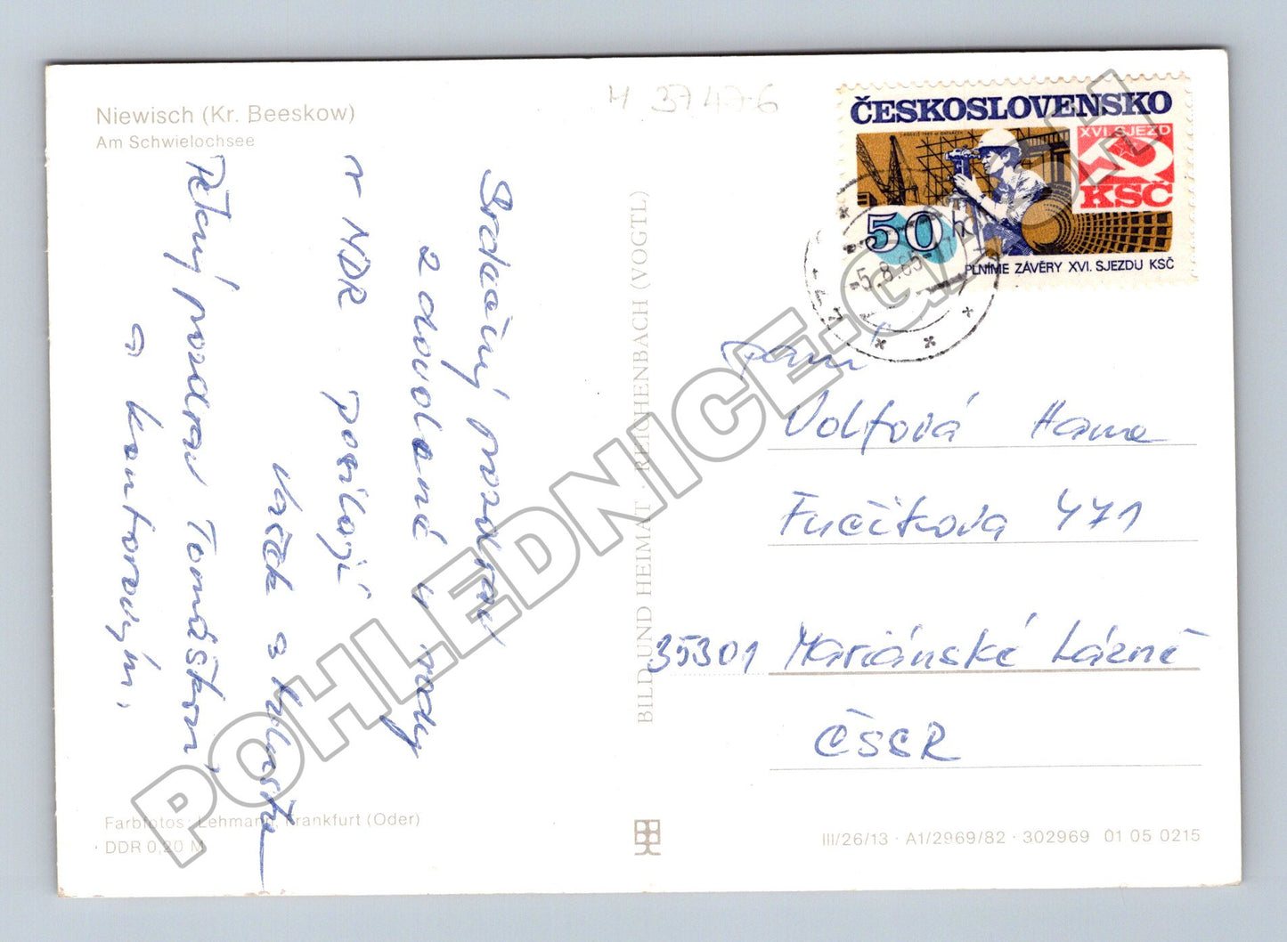 Pohlednice Německo Niewisch rekreační oblast 1983 (M37476)