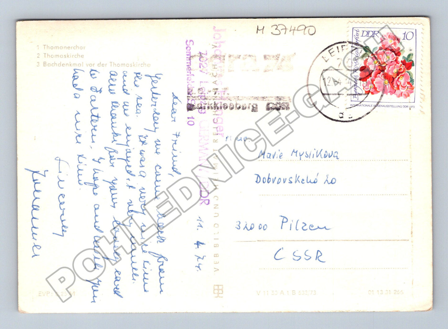 Pohlednice Německo Lipsko Thomanerchor Bachdenkmal 1977 (M37490)