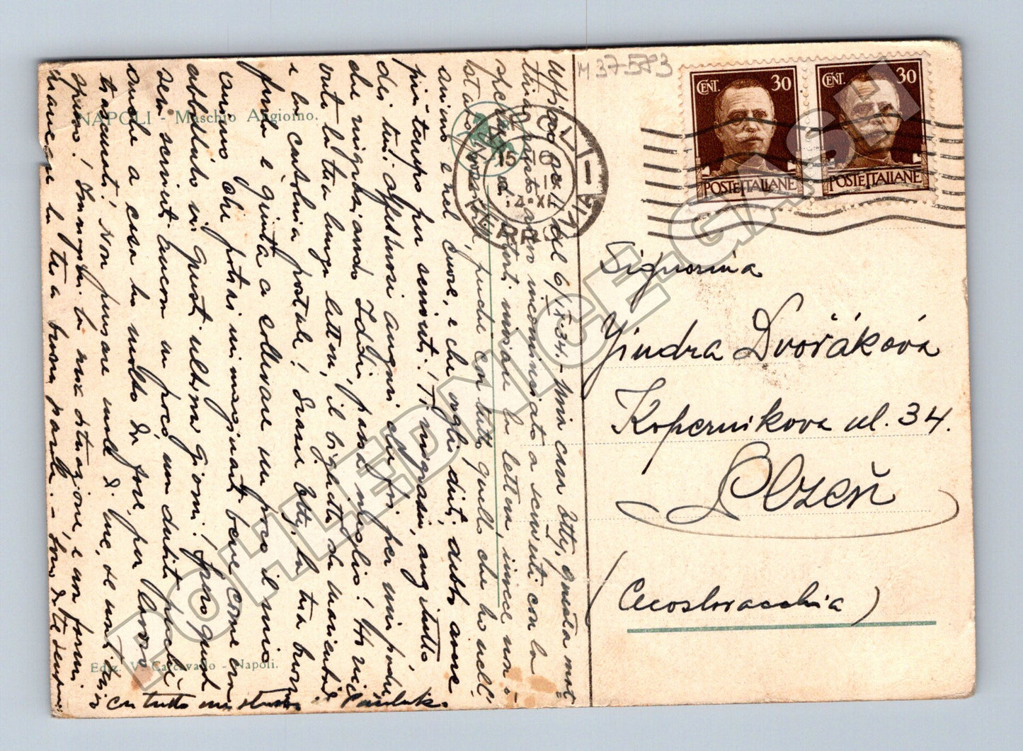 Pohlednice Itálie Neapol Castel Nuovo 1934 (M37583)