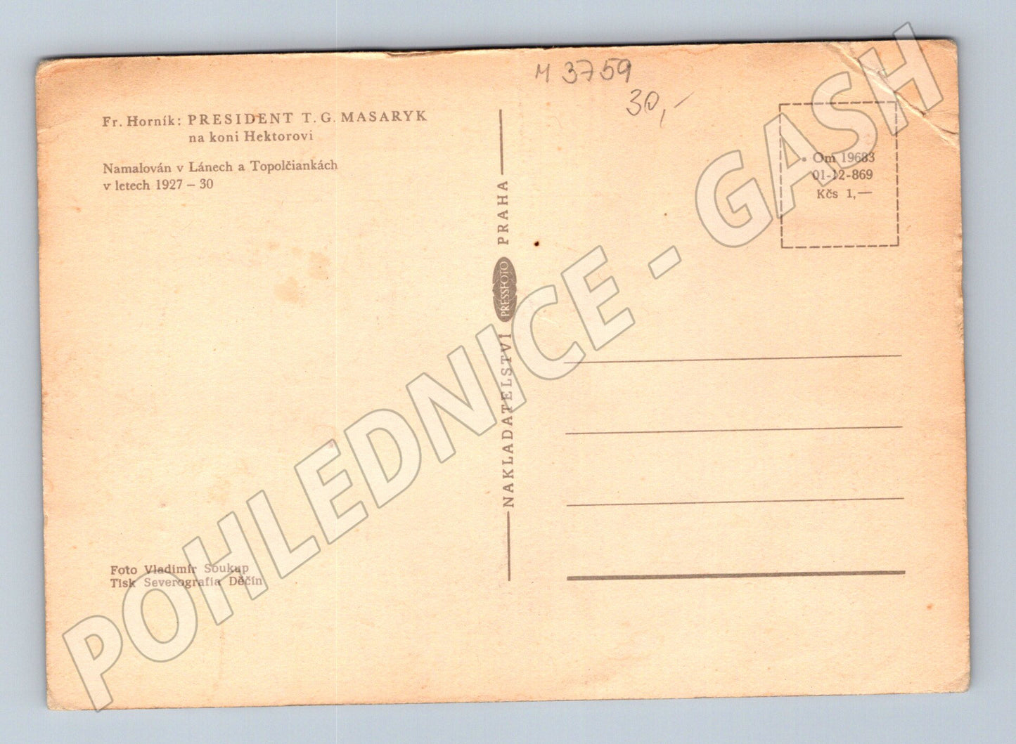 Pohlednice Masaryk na koni Hektor (M3759)