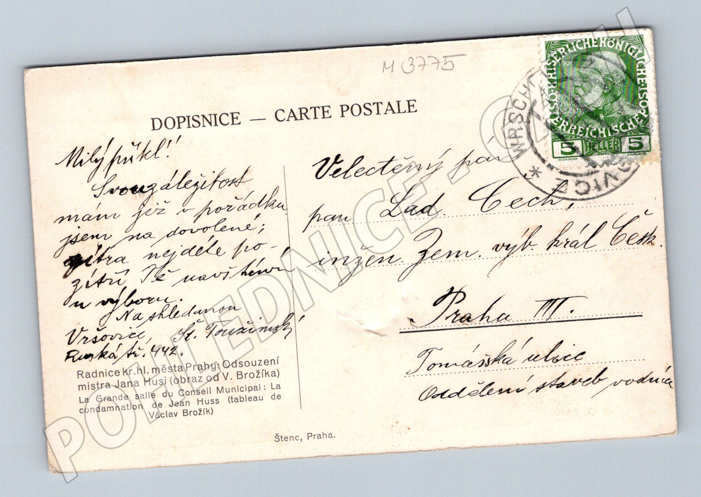 Pohlednice Odsouzení Jana Husa Brožík (M3775)