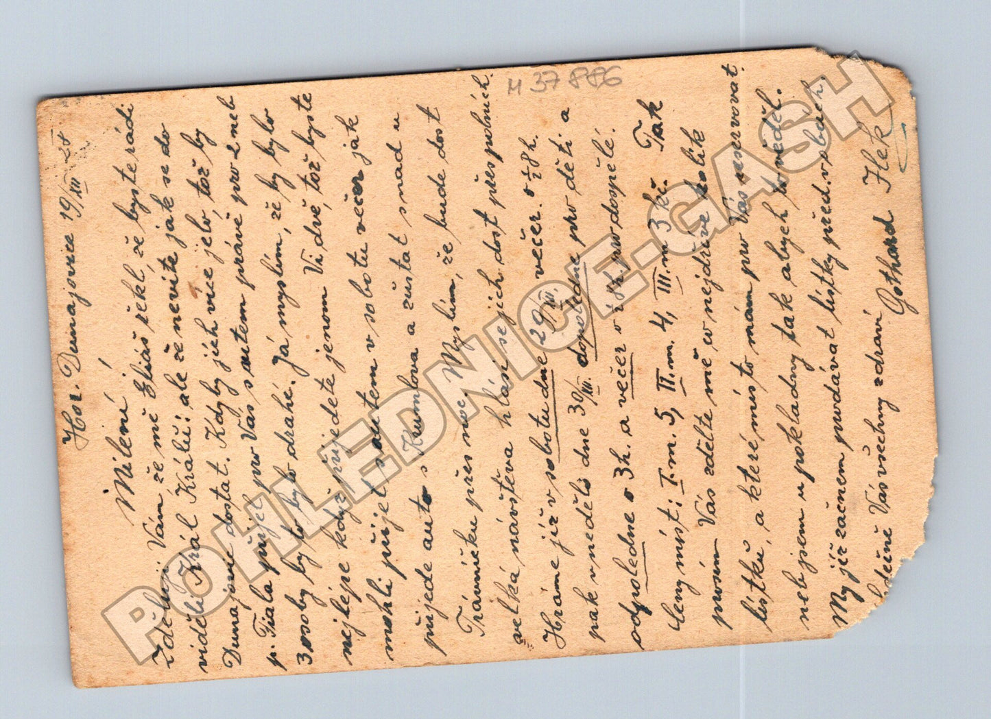 Pohlednice Horní Dunajovice razítko a text 1910 (M37886)