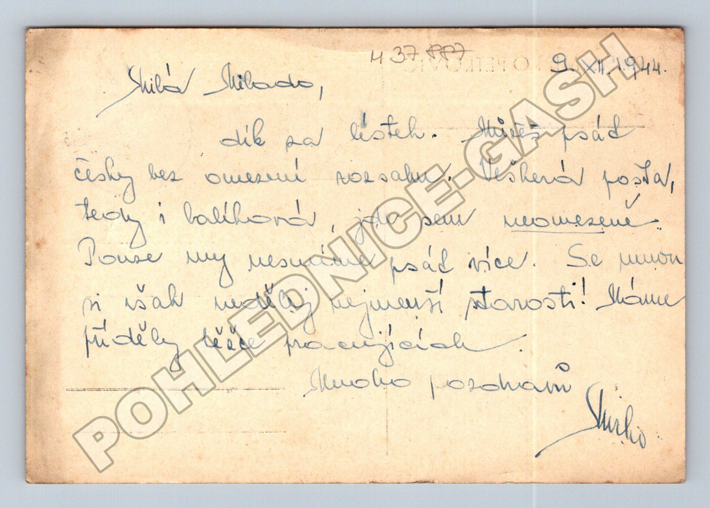 Pohlednice Wohnlager Postelberg Brno 1944 (M37887)