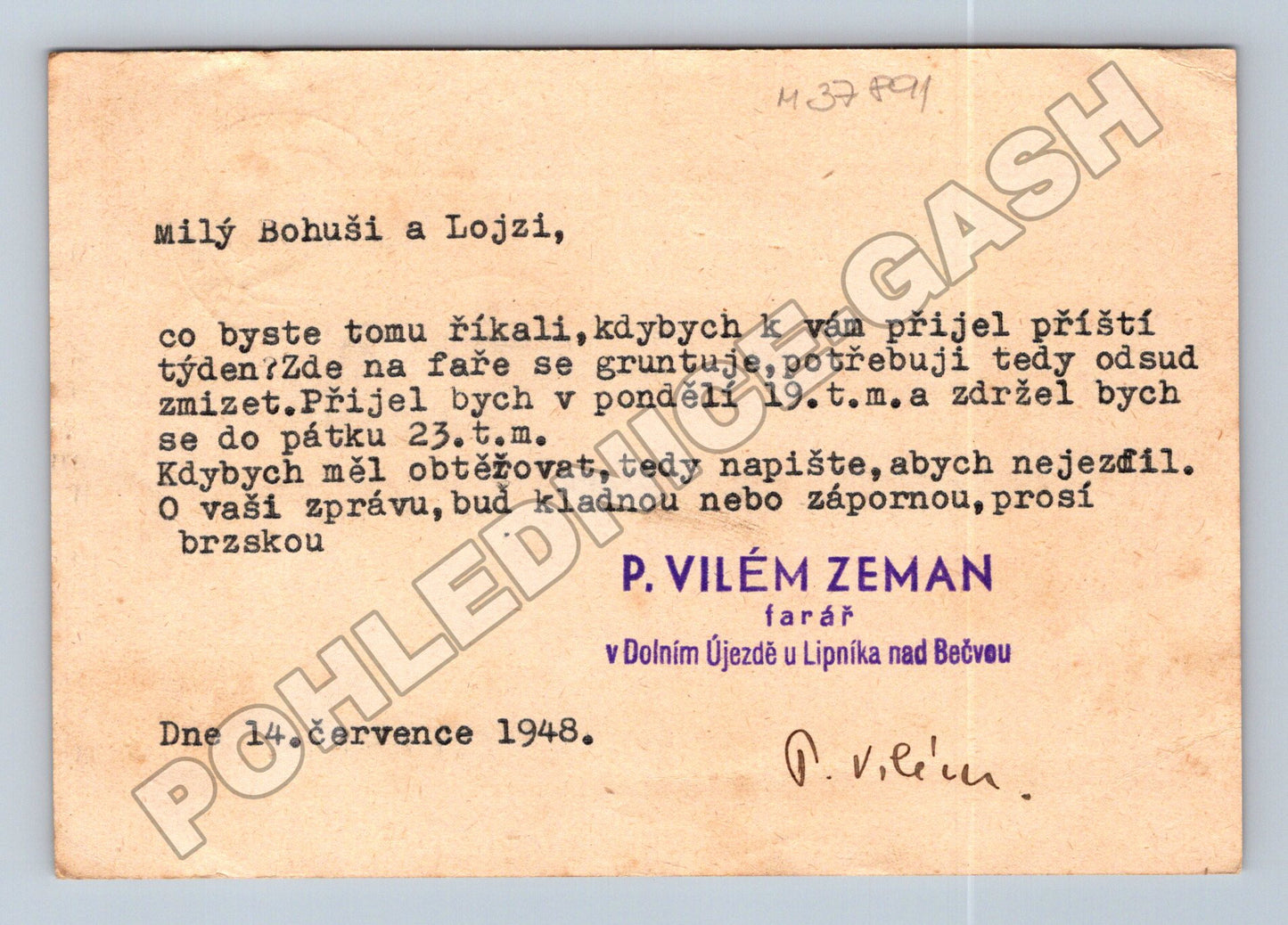 Pohlednice Československo korespondenční lístek 1948 (M37891)