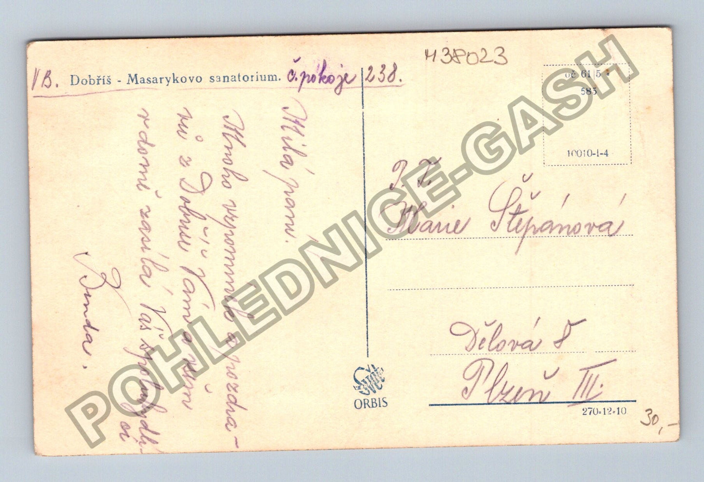 Pohlednice Dobříš Masarykovo sanatorium (M38023)