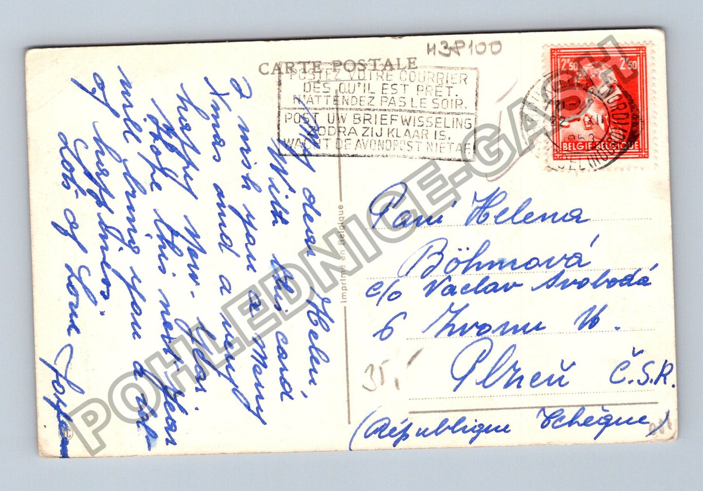 Pohlednice Belgie Novoroční chata v zimní krajině růže (M38100)