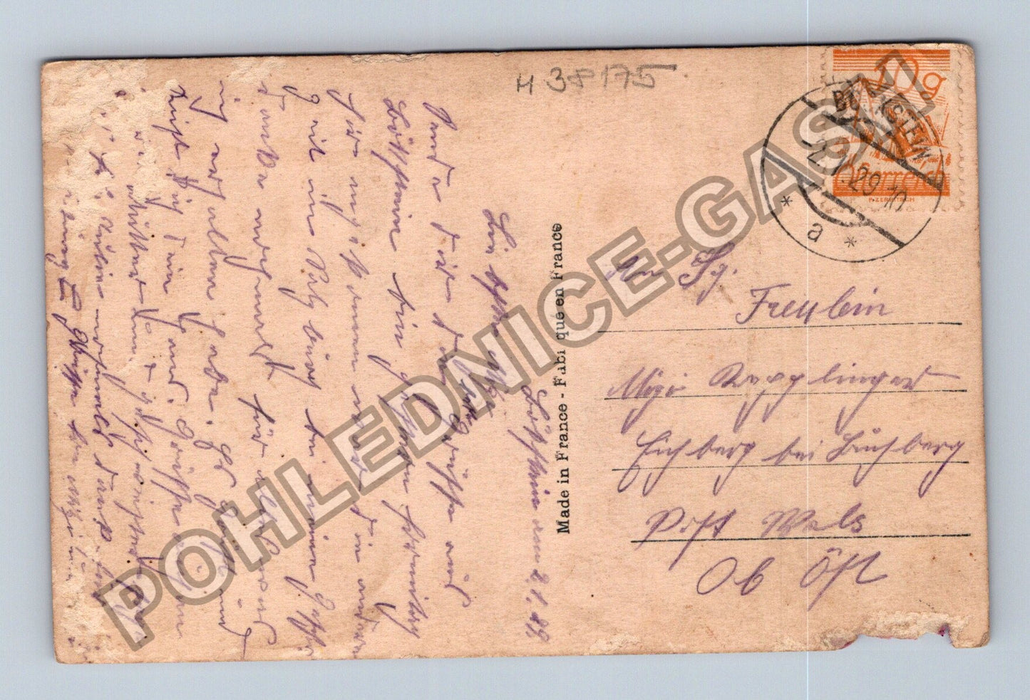 Pohlednice Francie pár v objetí růže 1924 (M38175)