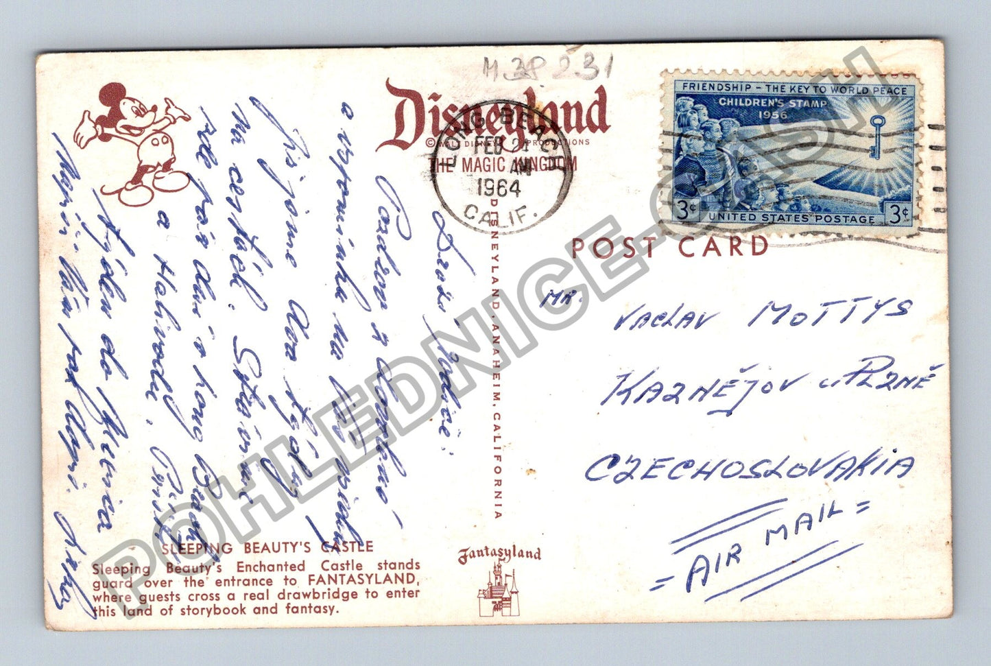 Pohlednice USA Disneyland Sleeping Beautys Castle 1964 (M38231)