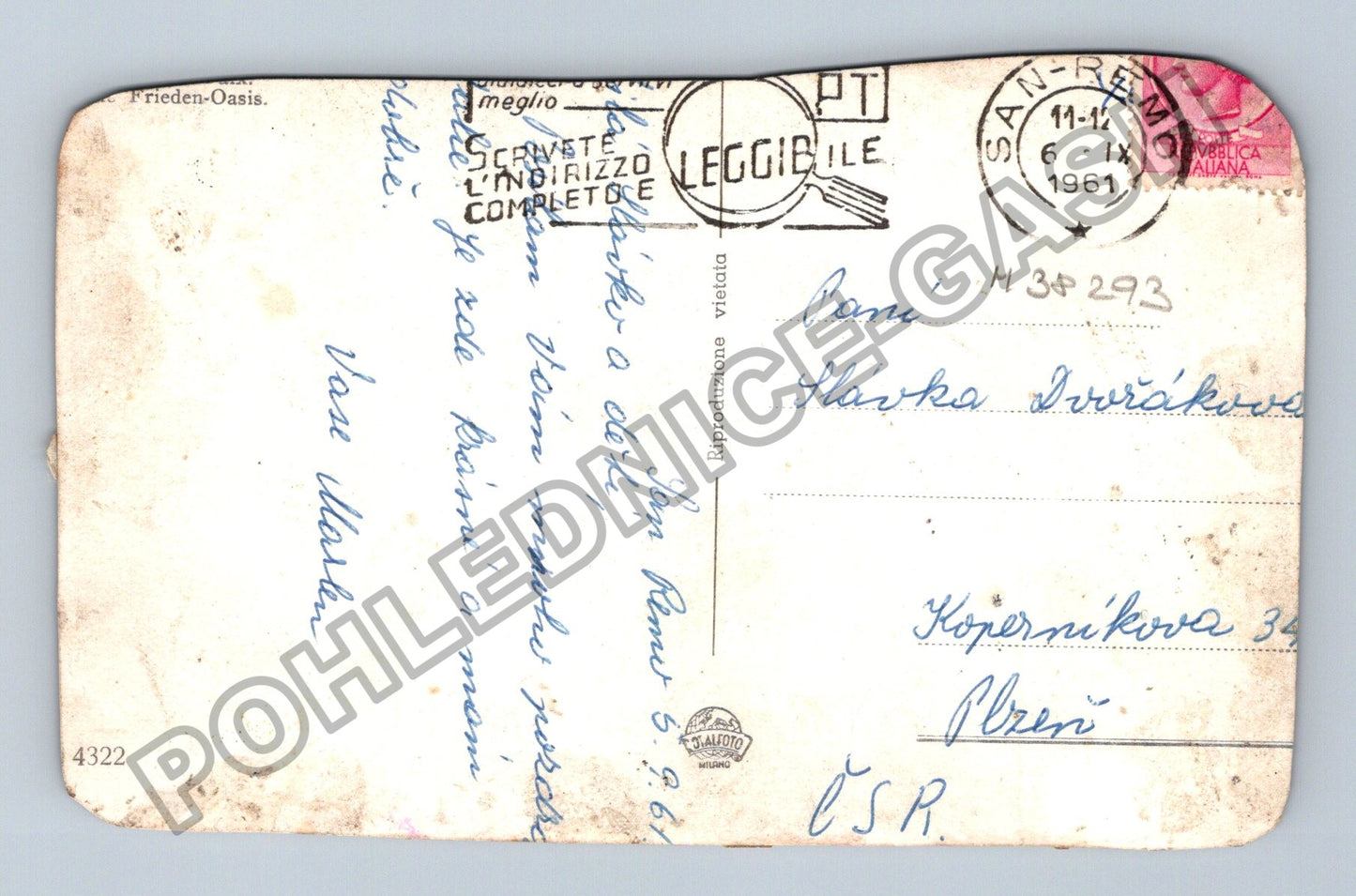 Pohlednice Itálie Sanremo Riviera dei Fiori 1961 (M38293)