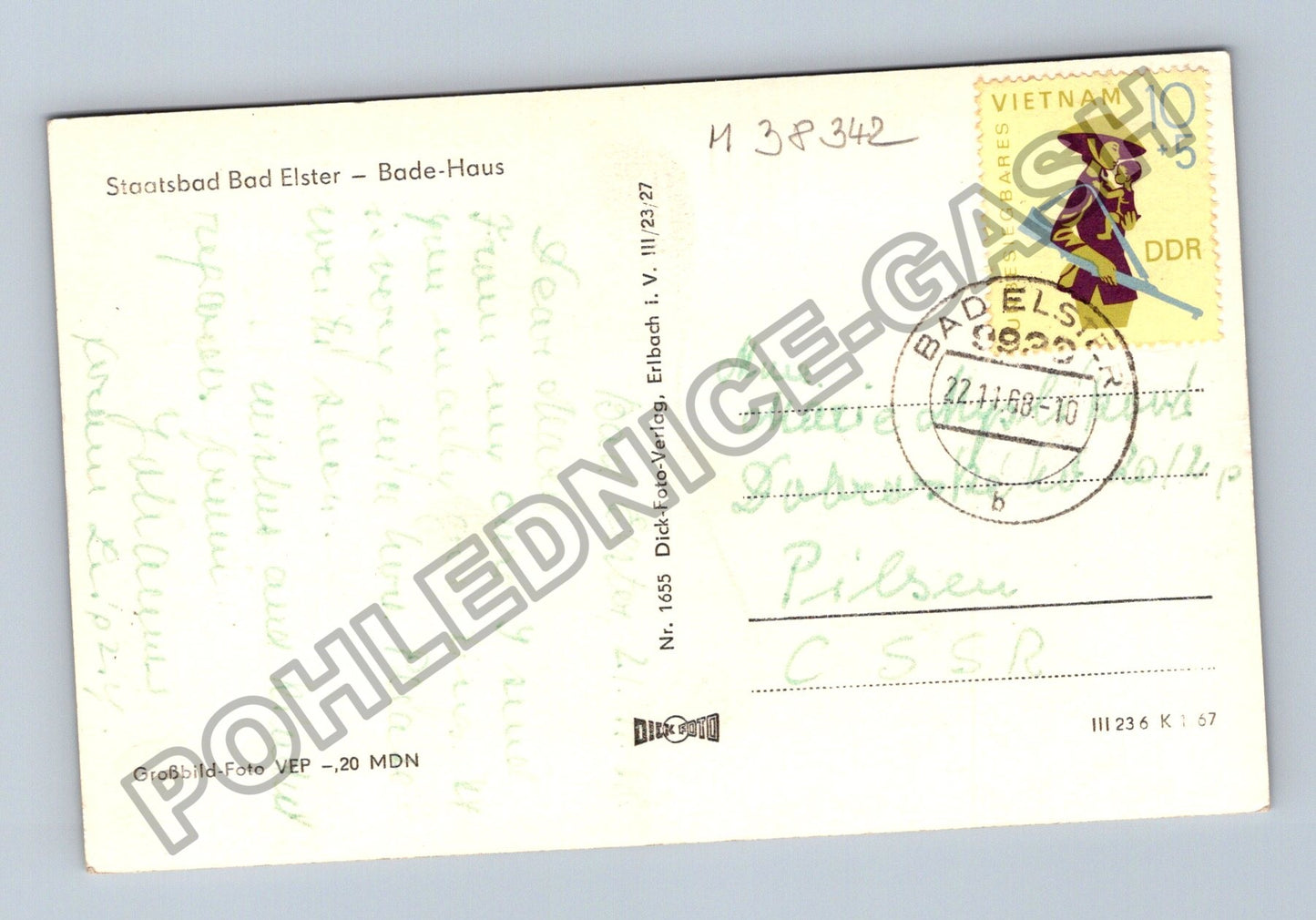 Pohlednice Německo Bad Elster Bade-Haus zima 1968 (M38342)