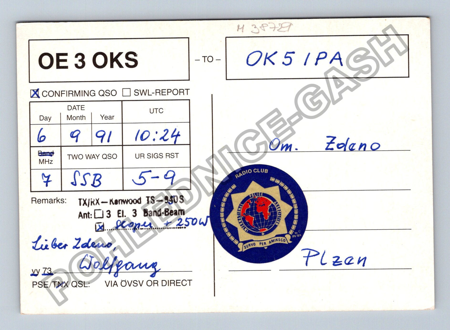 Starý Rakousko OE3OKS radioamatérská stanice Ternitz 1991 (M38729)