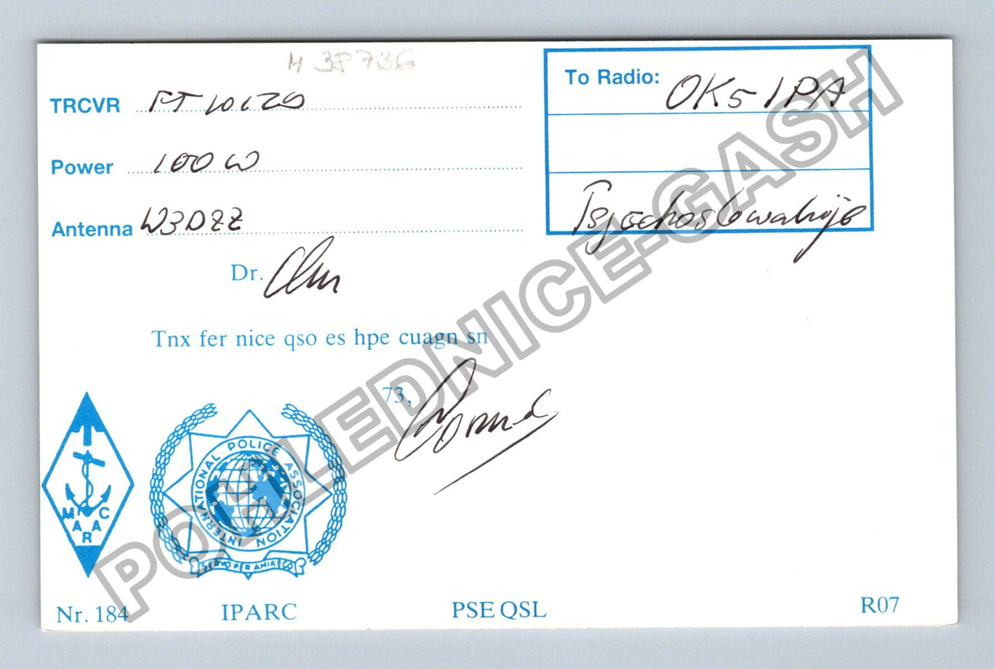 Starý Nizozemsko QSL karta PA3DBG OK5-IPA 1991 (M38736)
