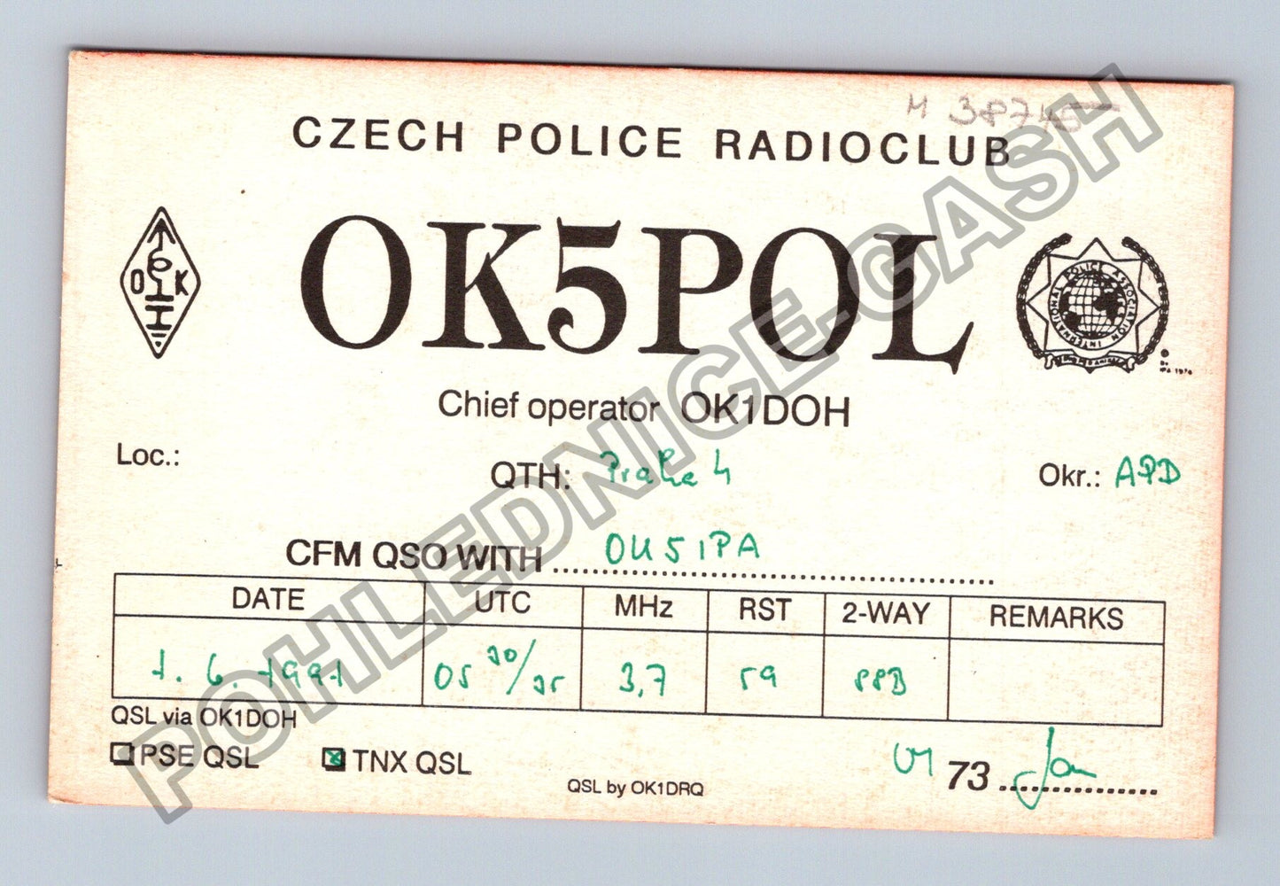 Starý QSL lístek Czech Police Radioclub OK5POL (M38745)
