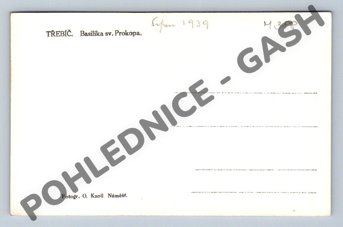Pohlednice Třebíč bazilika sv Prokopa románský portál 1939 (M388)