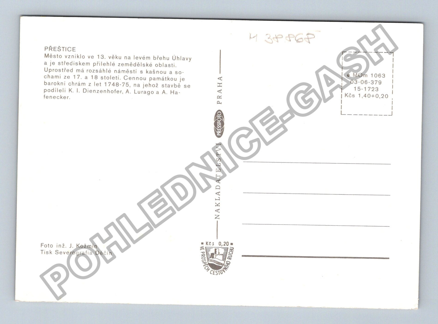 Pohlednice Přeštice náměstí kostel památník (M38868)