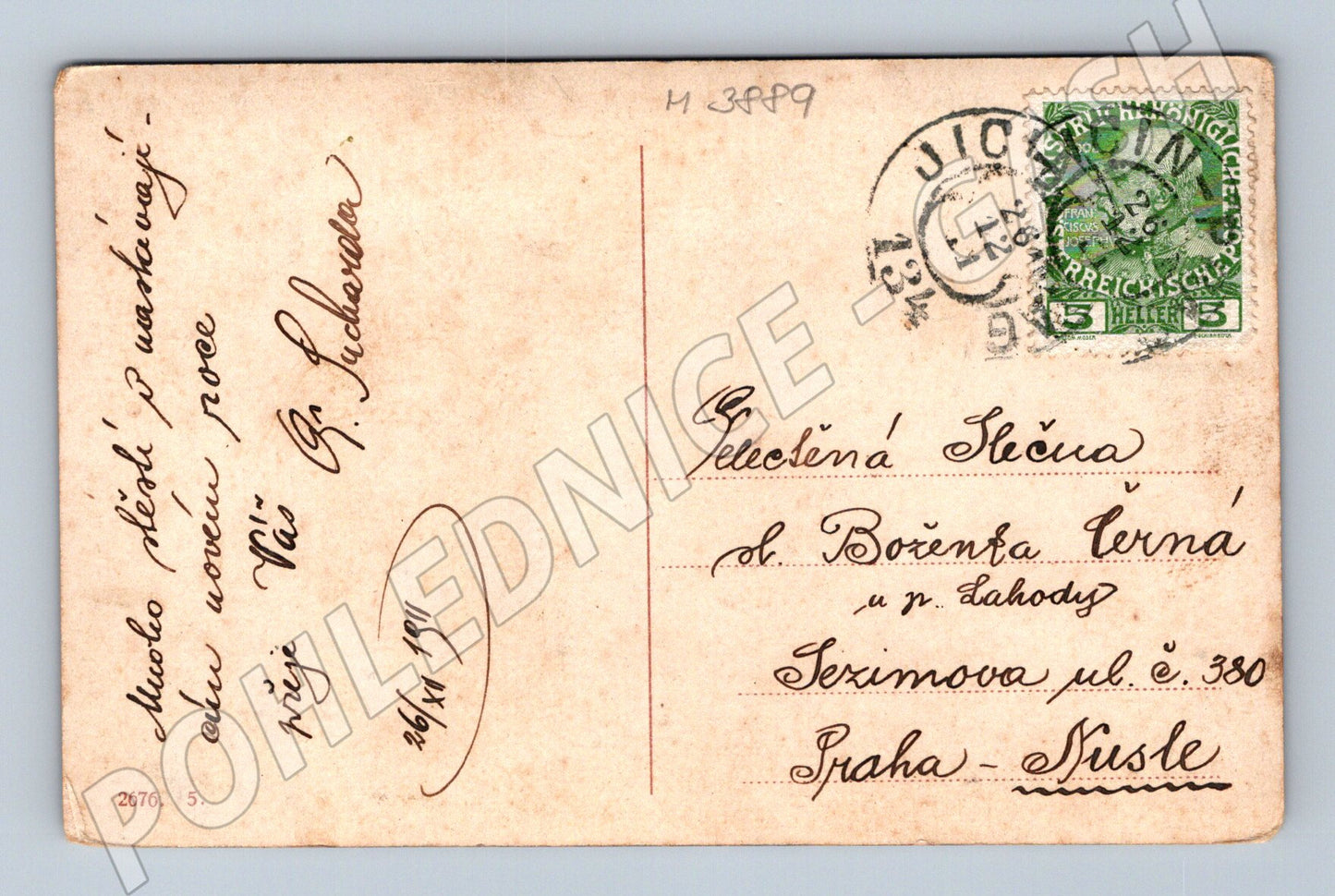 Pohlednice dívka v loďce – kolorovaný motiv (M3889)