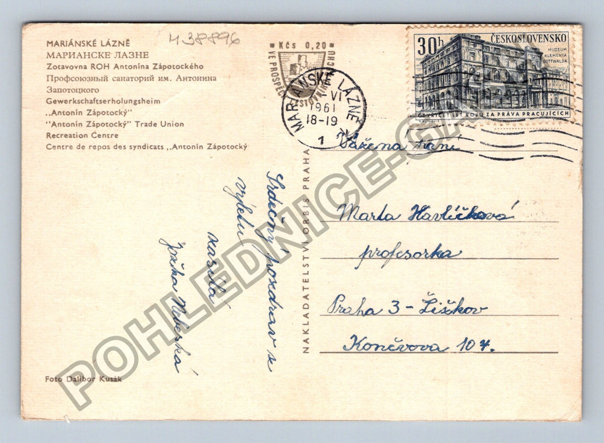 Pohlednice Mariánské Lázně Zotavovna ROH Antonína Zápotockého (M38896)