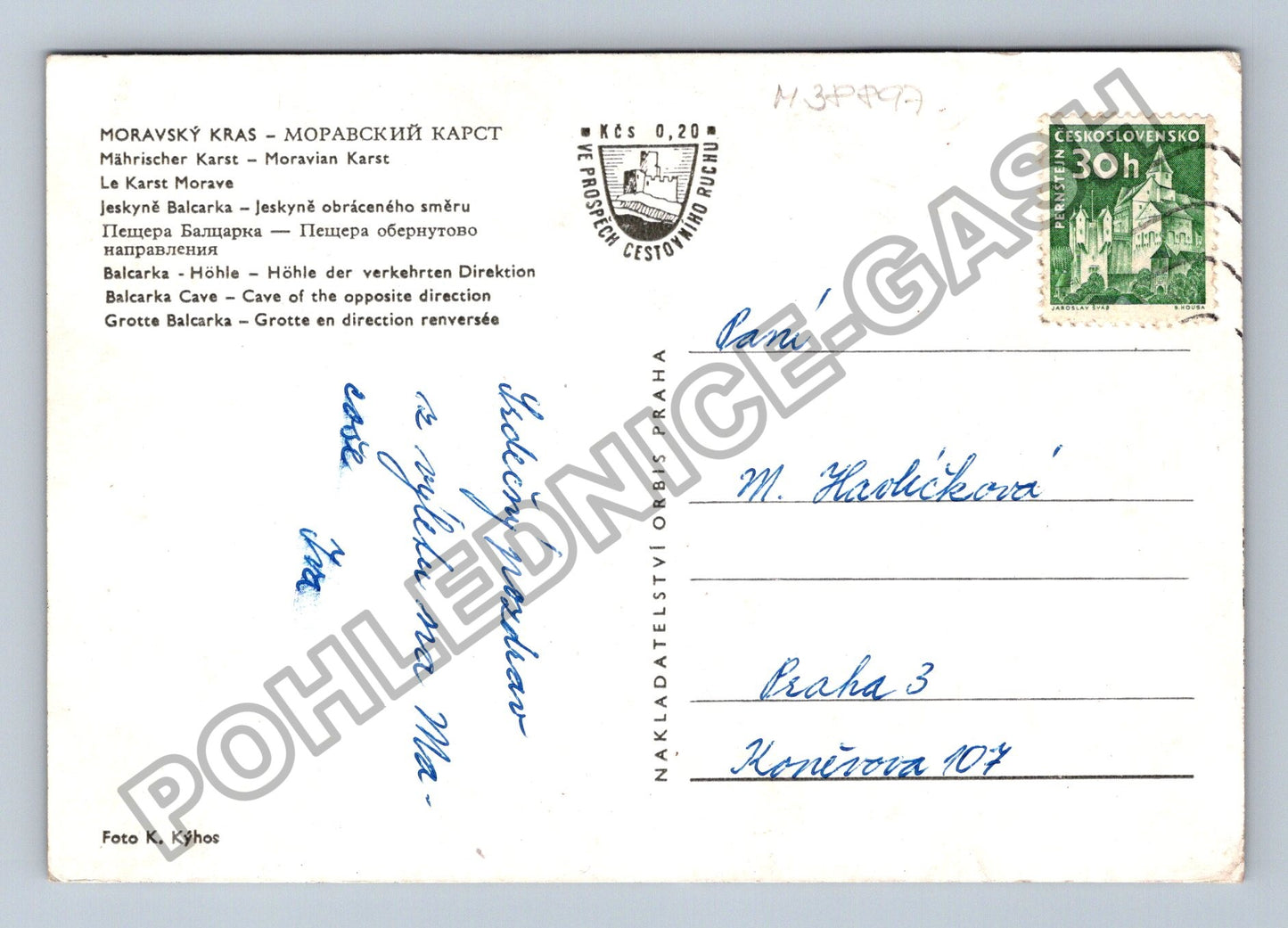 Pohlednice Moravský kras jeskyně Balcarka (M38897)