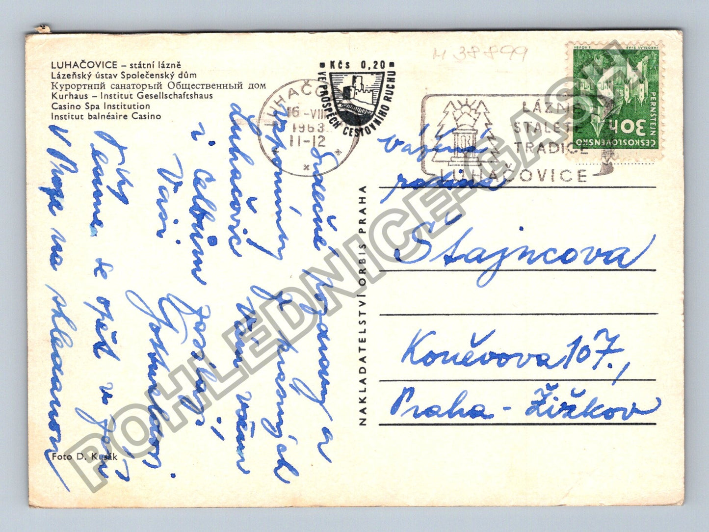 Pohlednice Luhačovice lázeňský ústav Společenský dům 1963 (M38899)