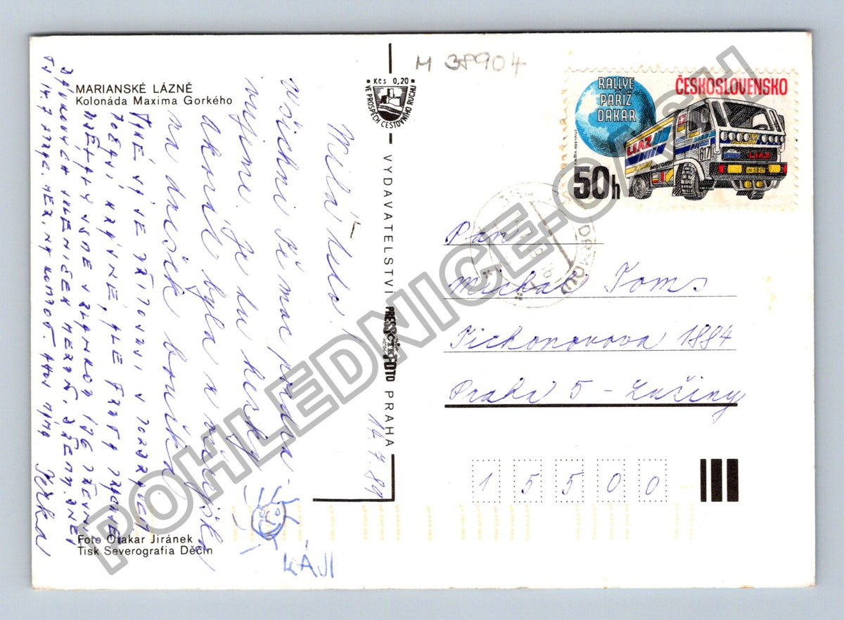 Pohlednice Mariánské Lázně Kolonáda Maxima Gorkého 1989 (M38904)