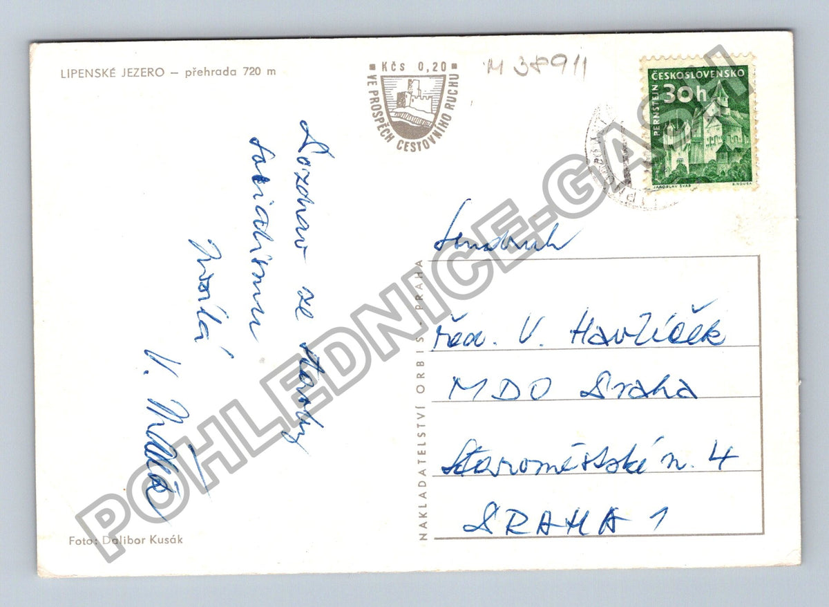 Pohlednice Lipenské jezero přehrada loď 70. léta (M38911)