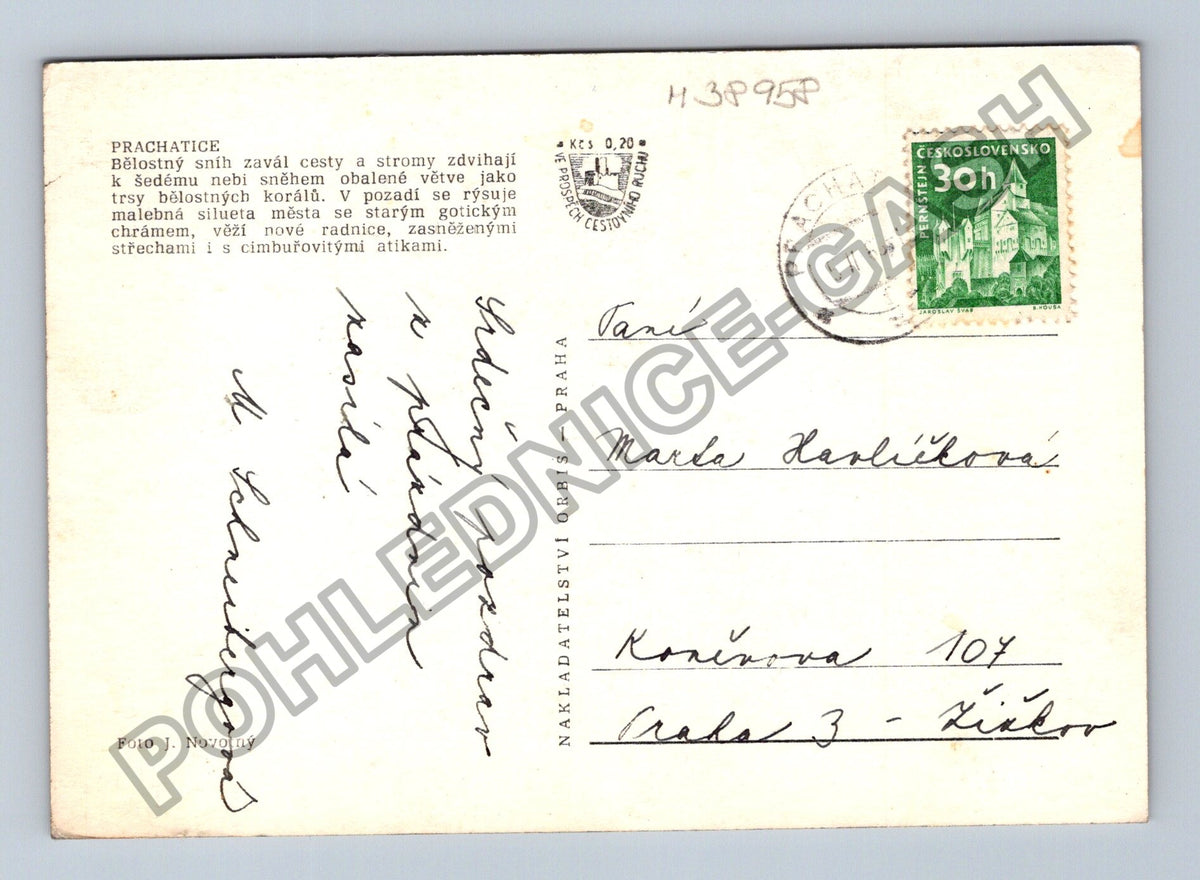 Pohlednice Prachatice zimní krajina kostel (M38958)