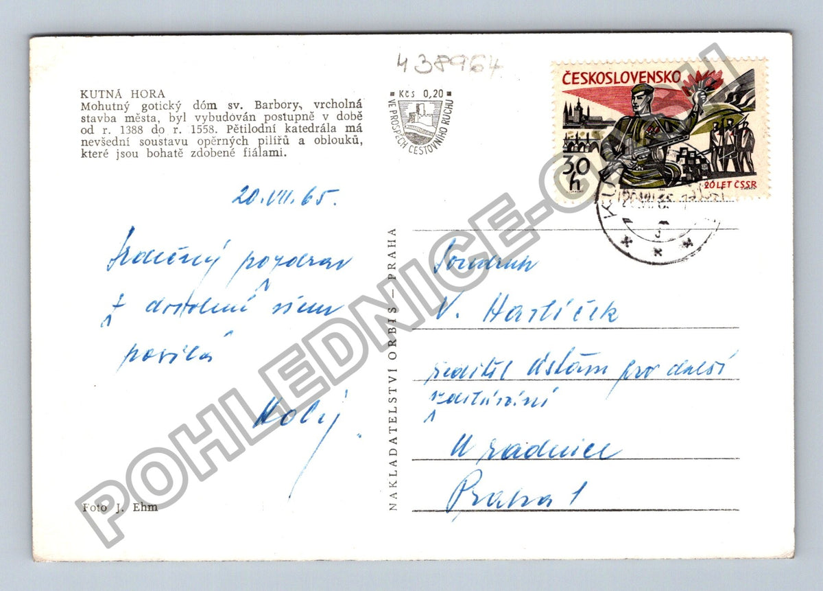 Pohlednice Kutná Hora chrám sv Barbory 1965 (M38964)
