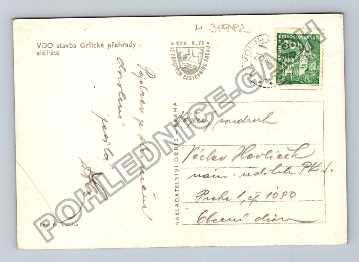 Pohlednice VDO stavba Orlické přehrady sídliště (M38982)