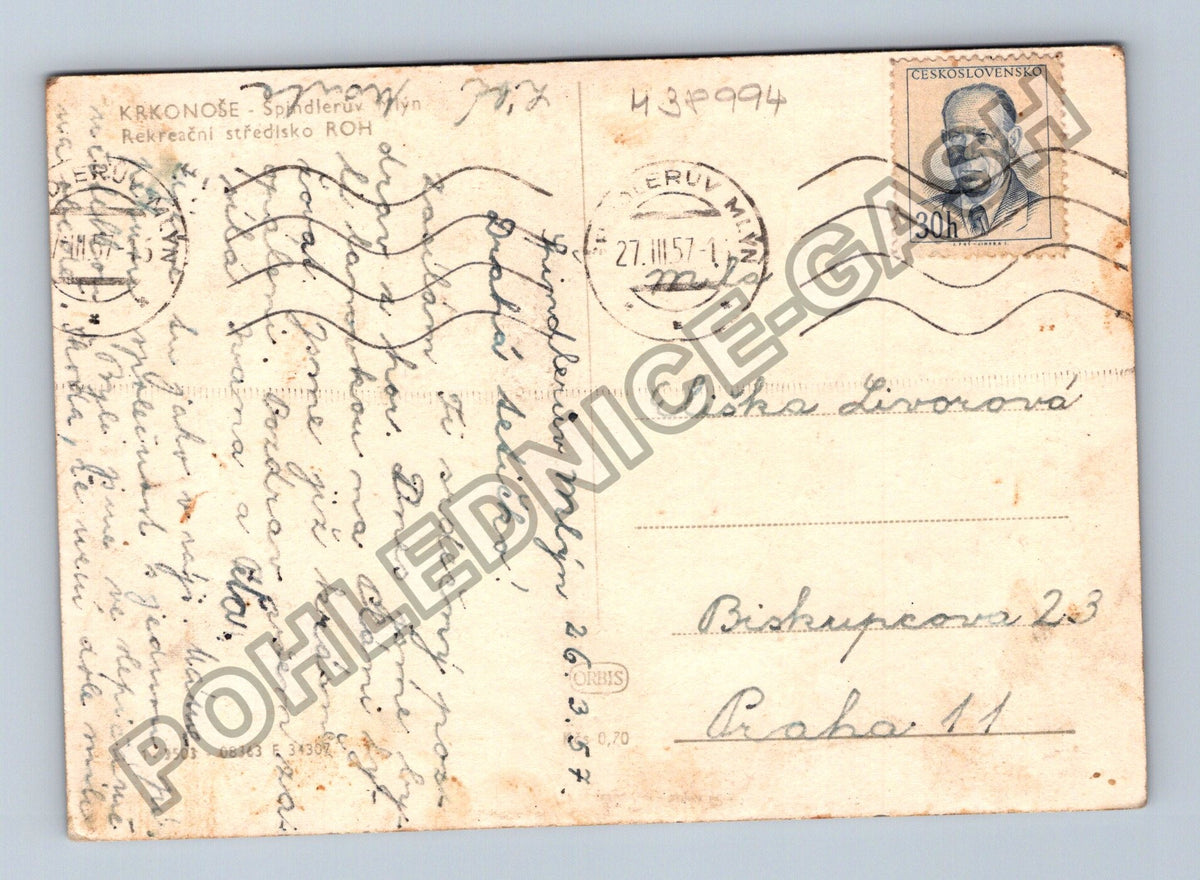 Pohlednice Krkonoše Špindlerův Mlýn Rekreační středisko ROH (M38994)