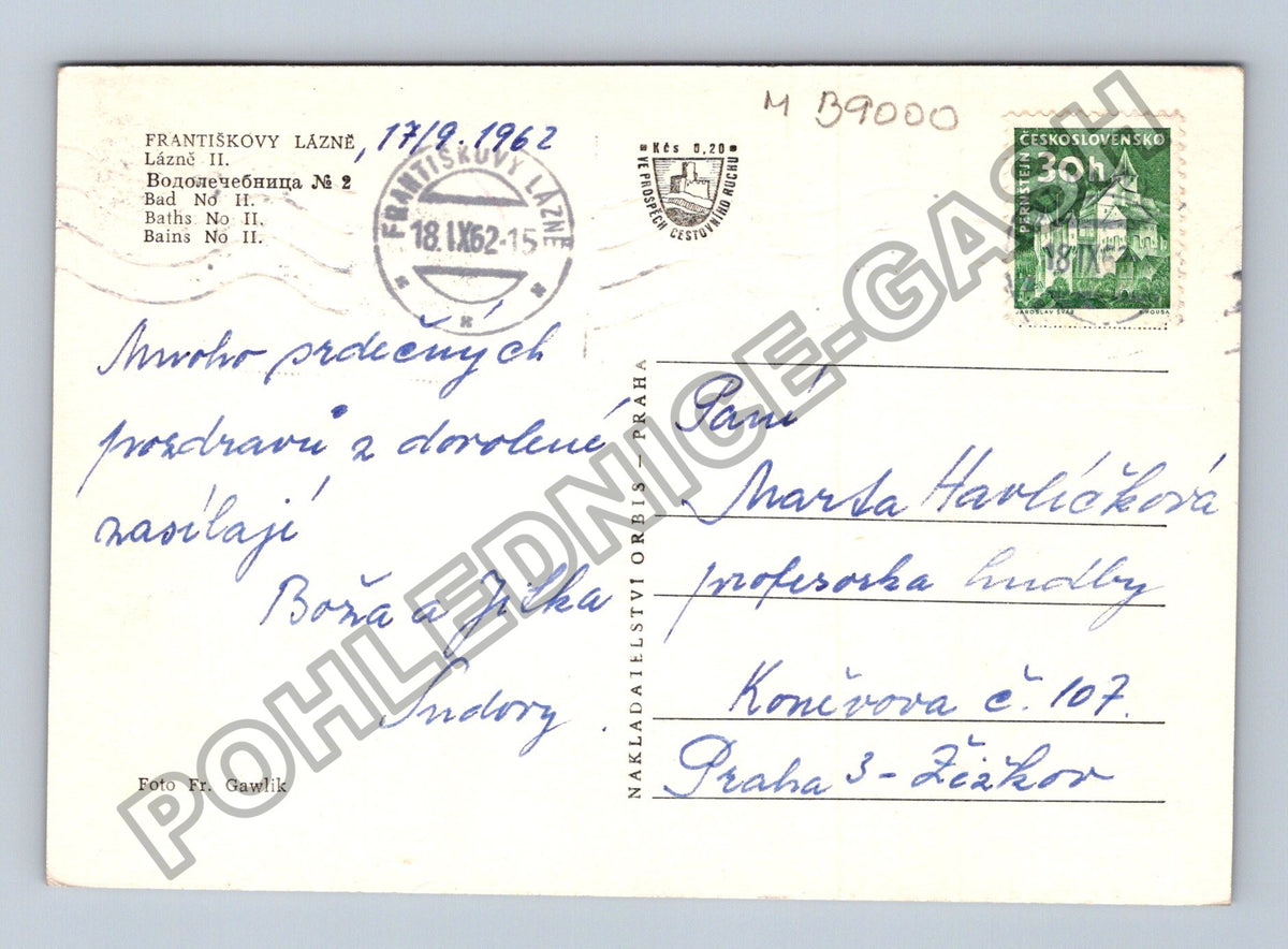 Pohlednice Františkovy Lázně Lázně II 1962 (M39000)