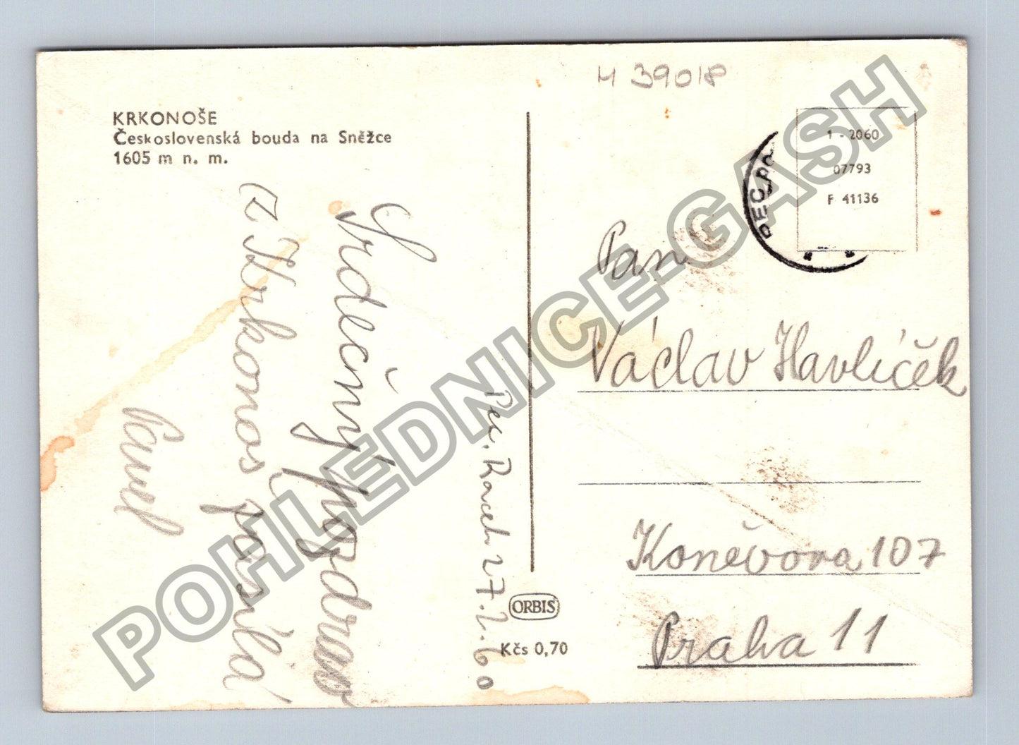 Pohlednice Krkonoše Československá bouda na Sněžce 1960 (M39018)