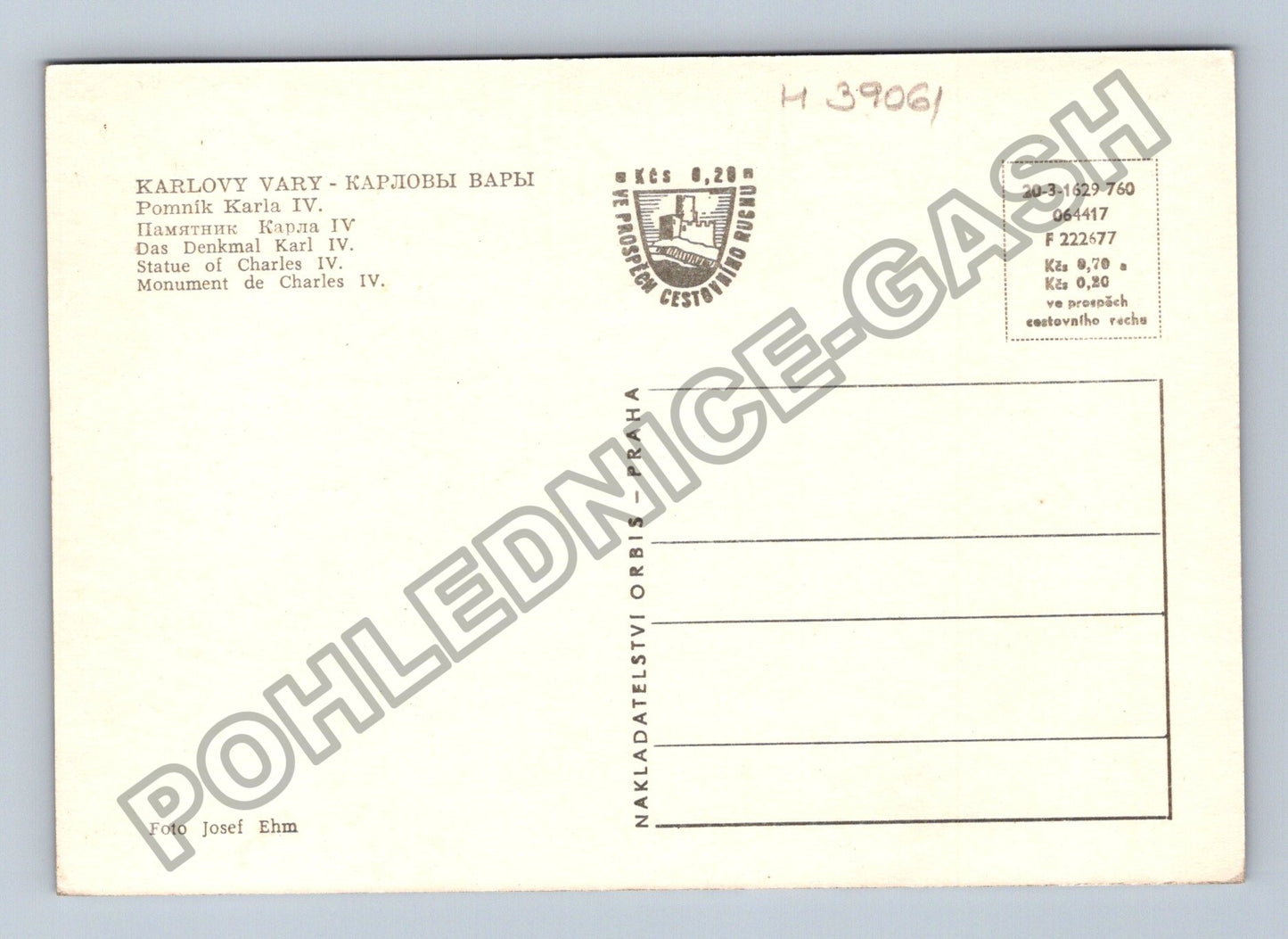 Pohlednice Karlovy Vary Pomník Karla IV. (M39061)