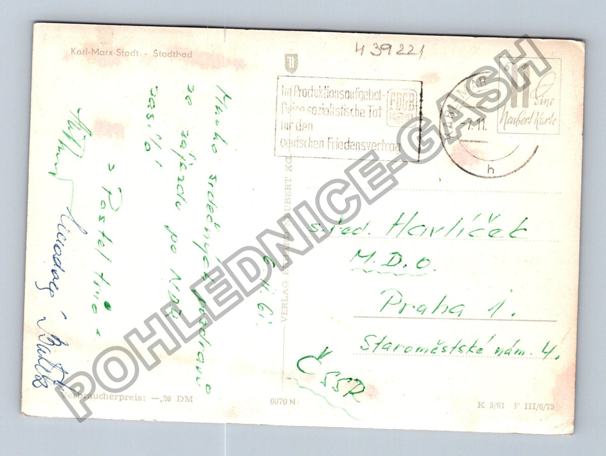 Pohlednice Karl-Marx-Stadt Stadthod ulice s budovami 1961 (M39221)