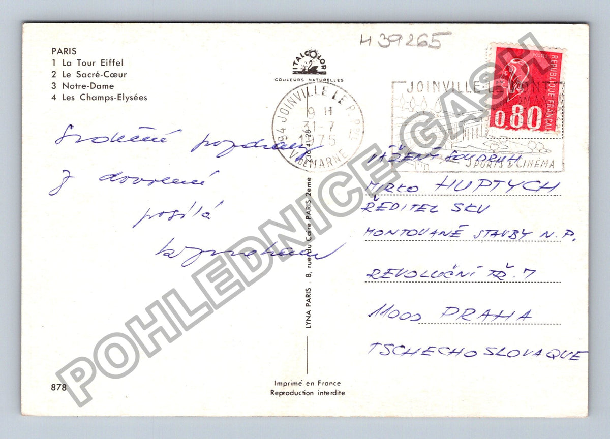 Pohlednice Francie Paříž Eiffelova věž Sacré-Cœur Notre-Dame (M39265)