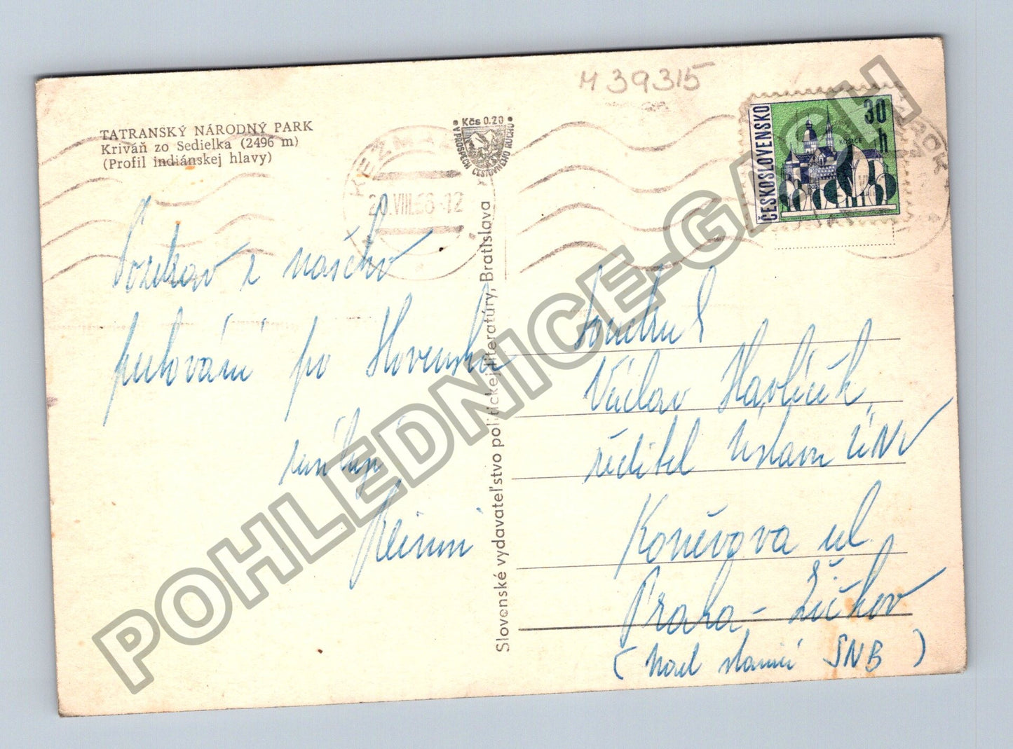 Pohlednice Slovensko Tatranský národný park Kriváň 1965 (M39315)