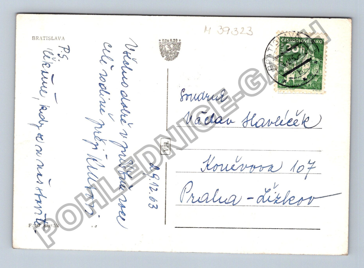 Pohlednice Bratislava město ulice tramvaj auta 1963 (M39323)