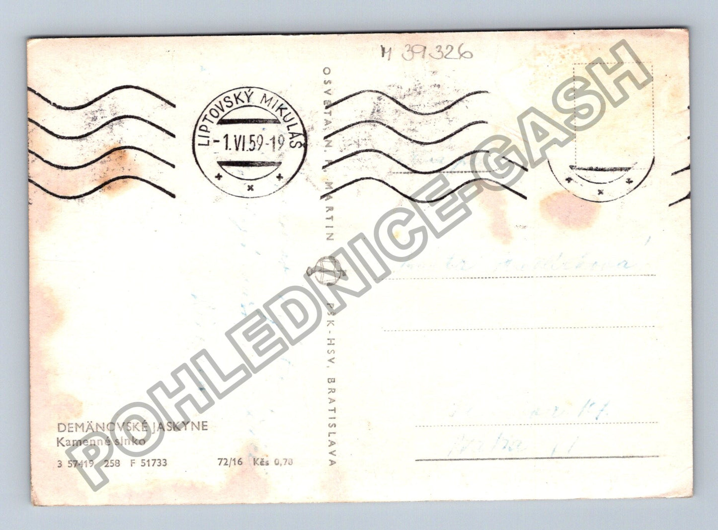 Pohlednice Slovensko Demänovské jaskyne Kamenné slnko 1959 (M39326)