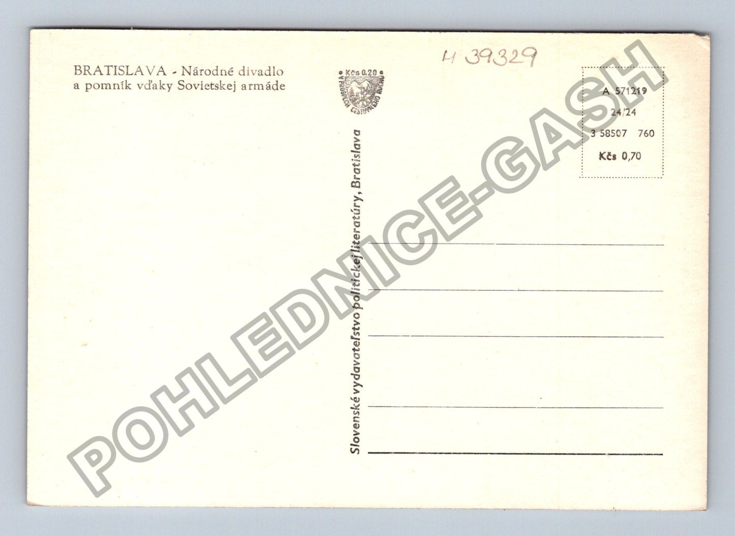 Pohlednice Slovensko Bratislava Národní divadlo pomník vděky (M39329)