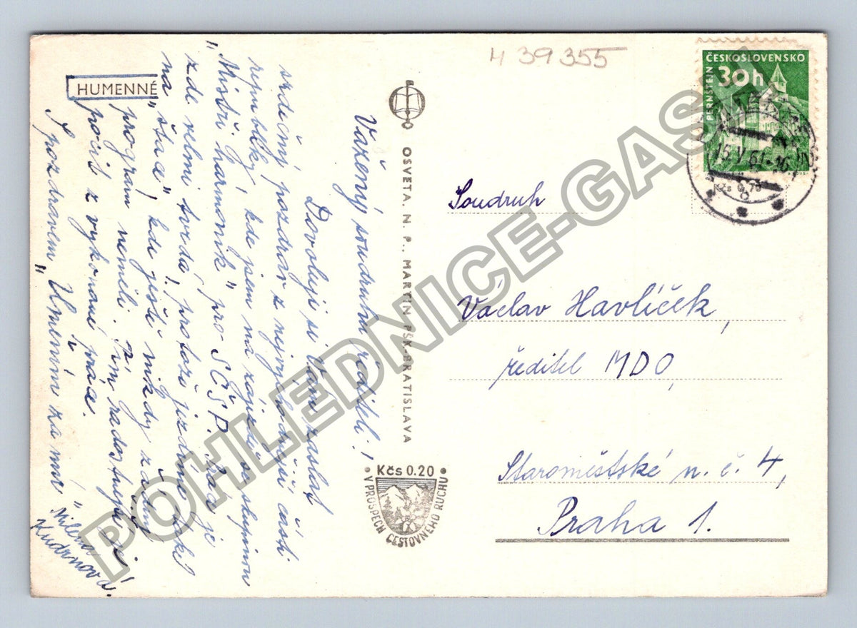 Pohlednice Humenné celkový pohled z výšky (M39355)