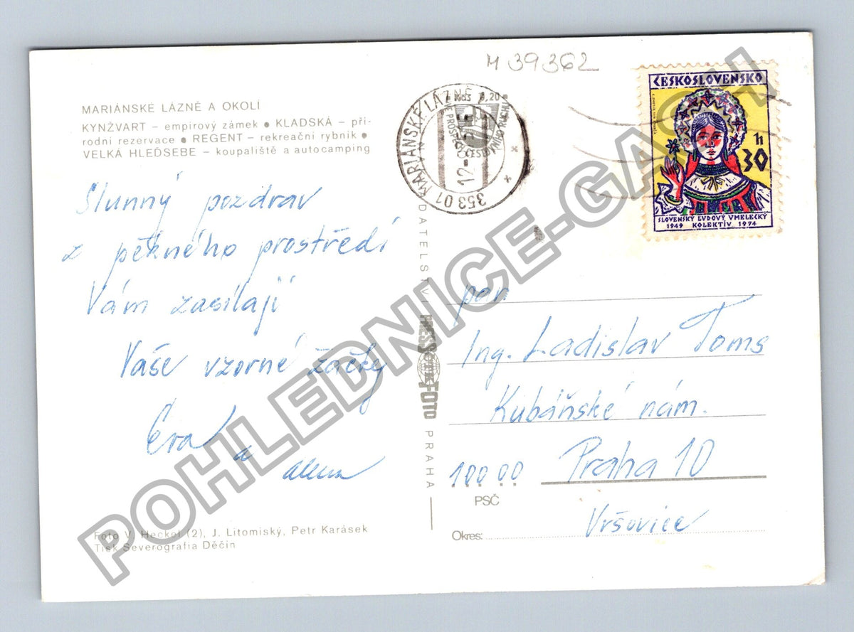 Pohlednice Mariánské Lázně zámek Kynžvart Velká Hleďsebe (M39362)