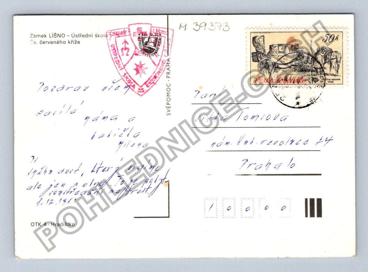 Pohlednice zámek Líšno Ústřední škola ČSČK (M39373)