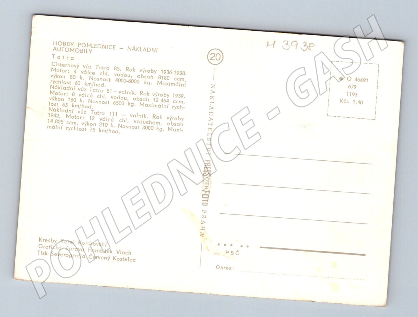 Pohlednice Tatra – historická nákladní auta (M3938)