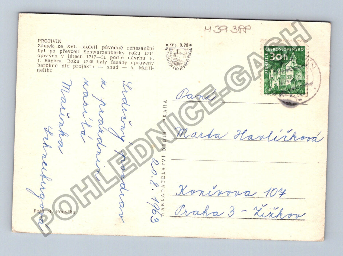 Pohlednice Protivín zámek 1963 (M39388)