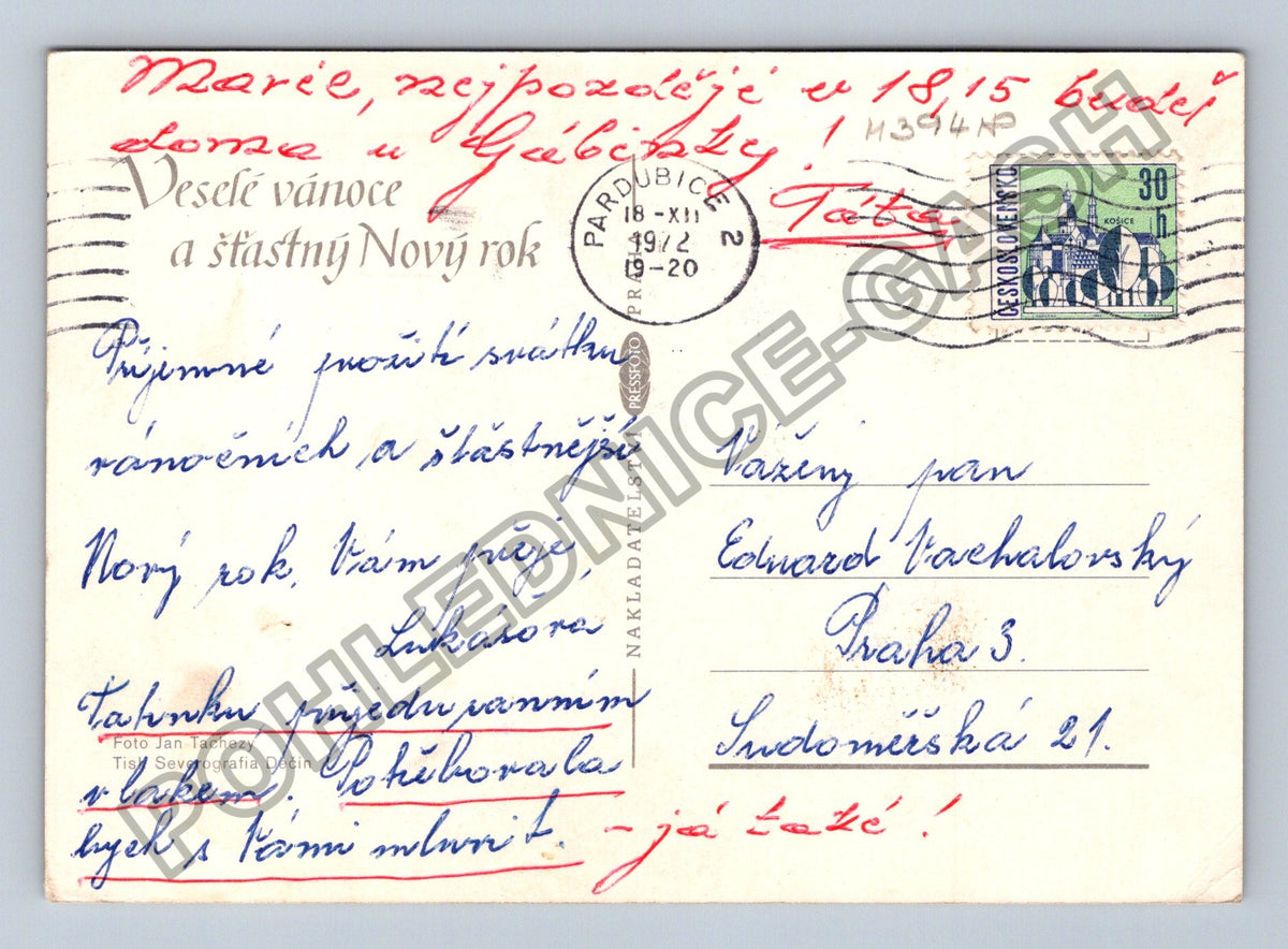 Pohlednice Pes teriér s vánočními dárky 1972 (M39418)