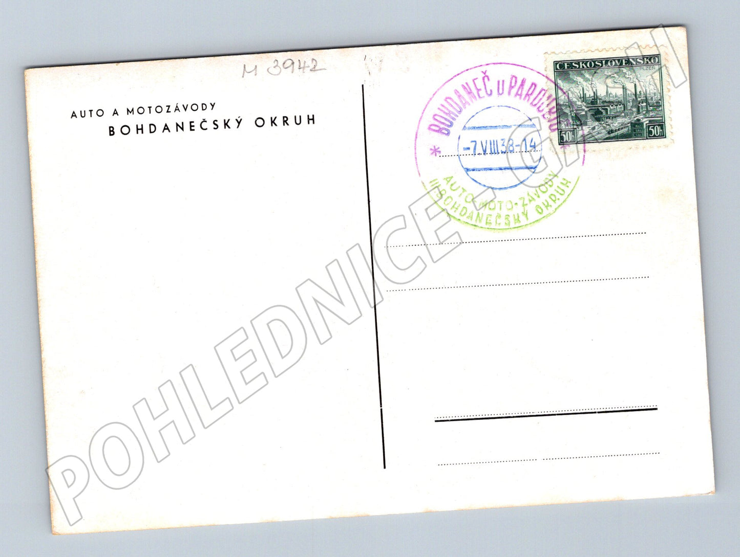 Pohlednice Bohdanečský okruh – automobilový závod (M3942)