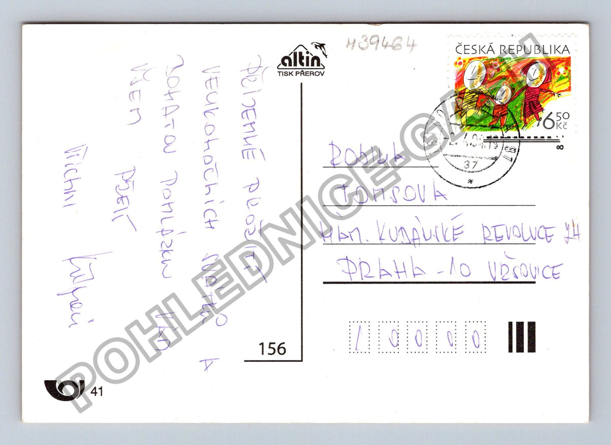 Pohlednice Velikonoce kuřátko vajíčka dřevo květiny (M39464)