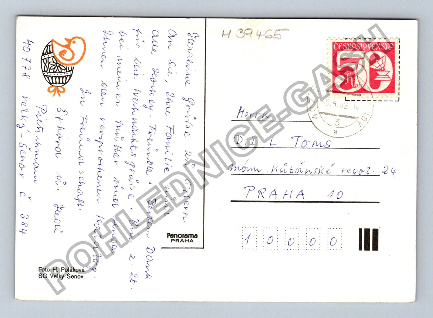 Pohlednice Velikonoční zátiší s kraslicemi a pomlázkou (M39465)