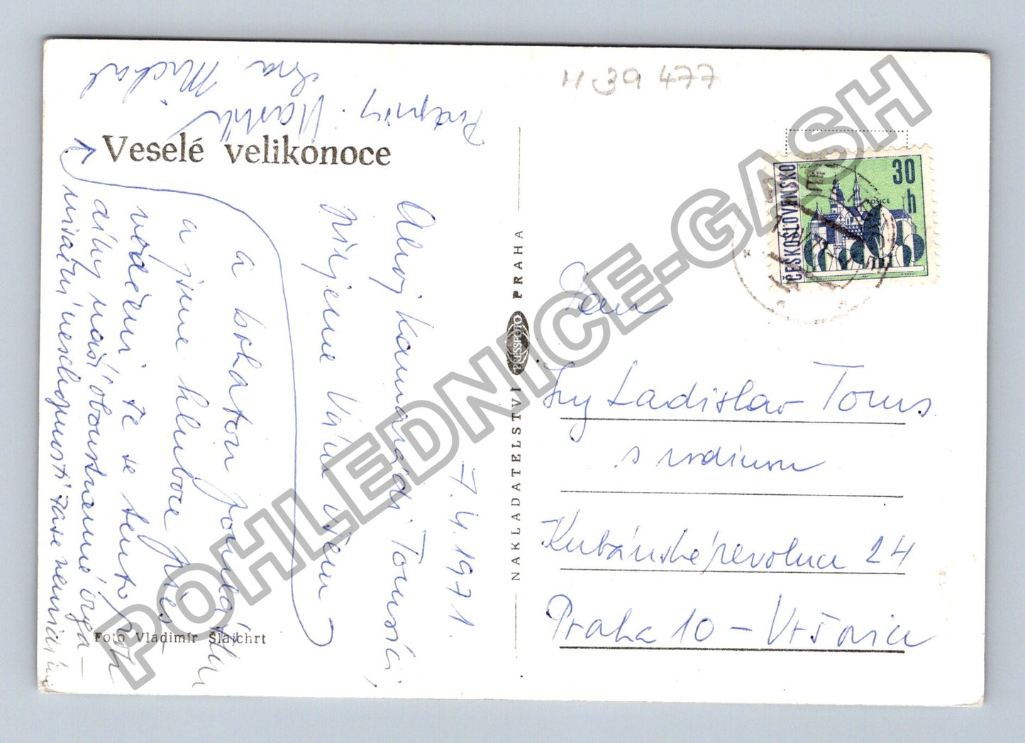 Pohlednice Veselé velikonoce chalupa v květech (M39477)
